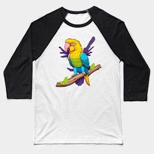 Cute happy parrot yellow, green and blue Baseball T-Shirt